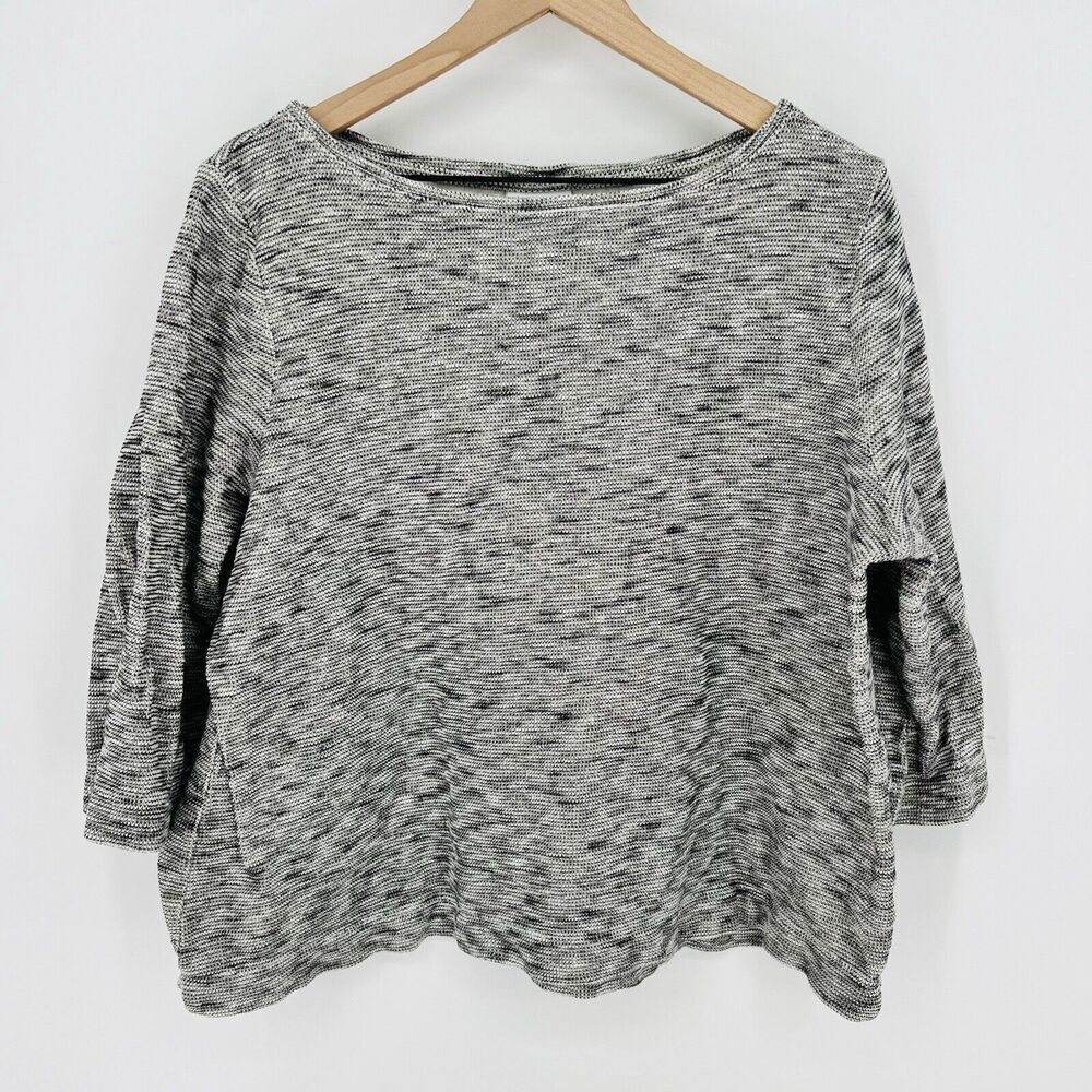Pure J. Jill Womens Gray Marled Cropped Sweater Top size XL 3/4 Sleeve